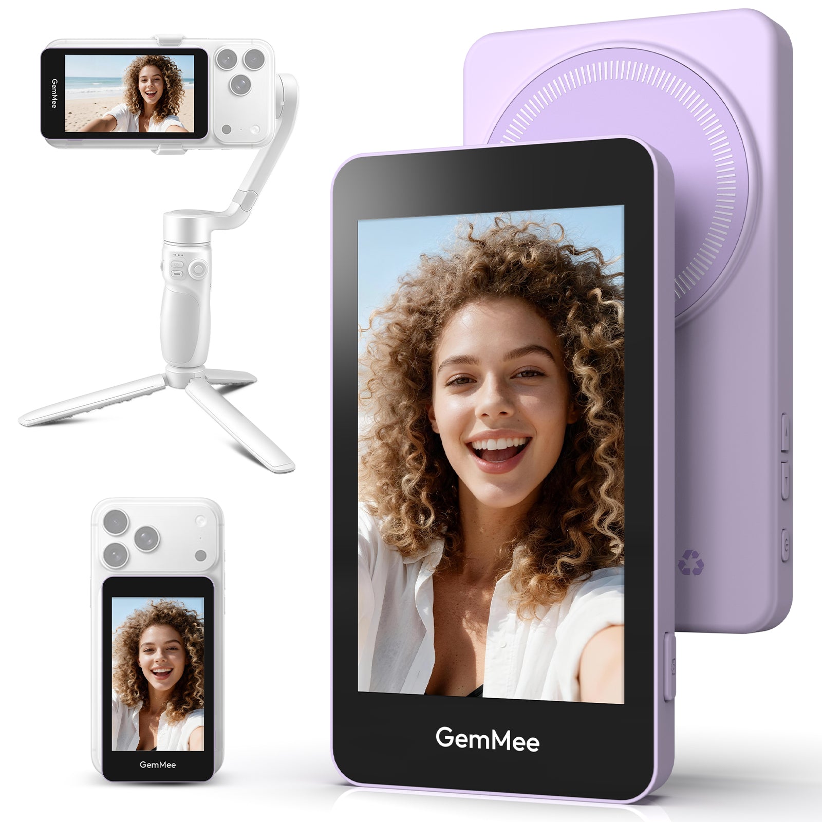 GemMee G100 Magnetic Smartphone Selfie Monitor - Purple